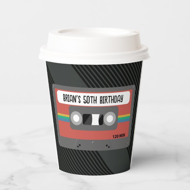 Retro Mixtape Birthday Party Paper Cups (Front)
