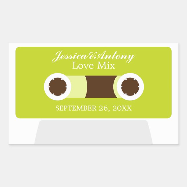 Retro Mixtape Wedding Favour Sticker (Front)