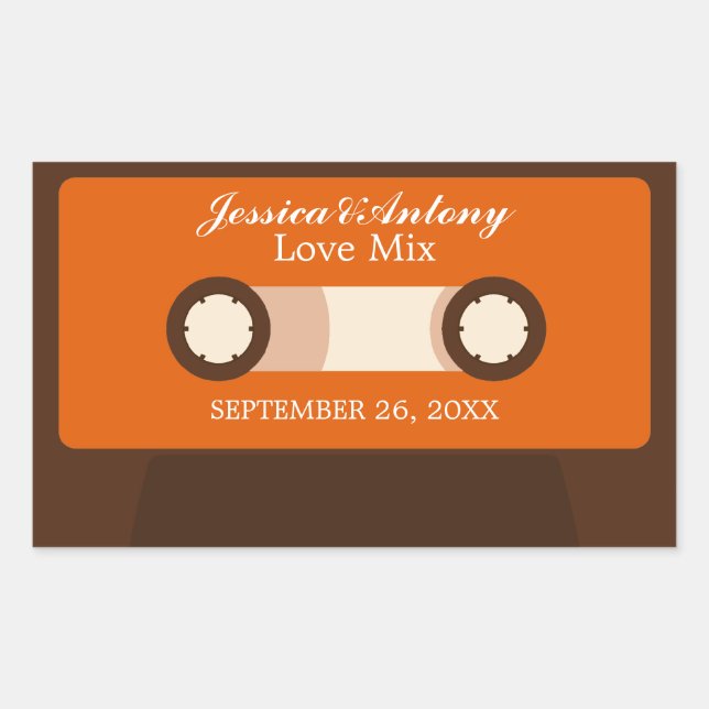 Retro Mixtape Wedding Favour Sticker (Front)