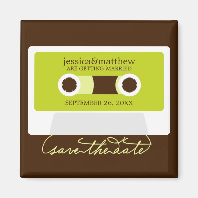 Retro Mixtape Wedding Save the Date Magnet (Front)