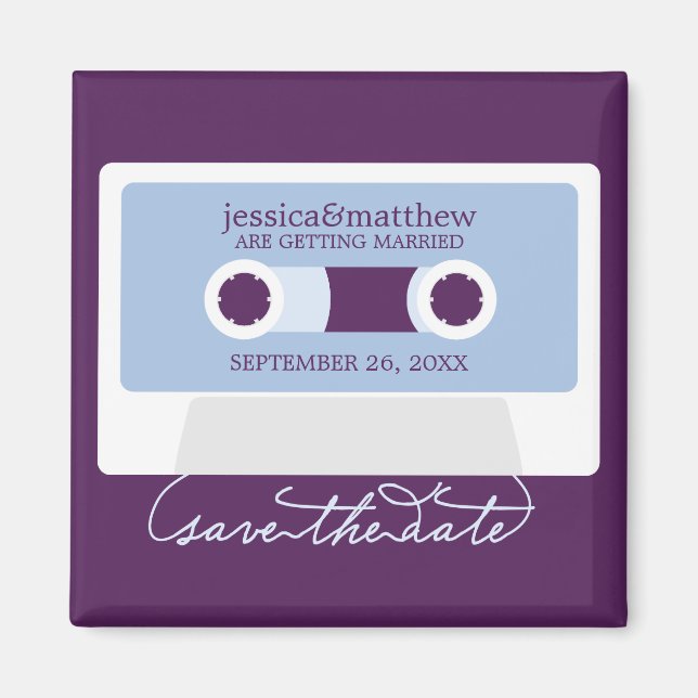 Retro Mixtape Wedding Save the Date Magnet (Front)