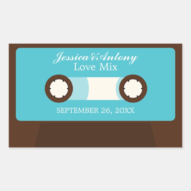 Retro Mixtape Wedding Sticker (Front)