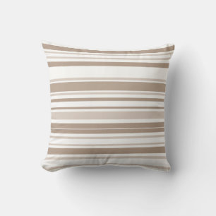 Retro Mocha Brown & Taupe Bold Vertical Stripes Throw Pillow