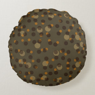 Retro Mocha Latte 1970s Bubble Dream Round Pillow