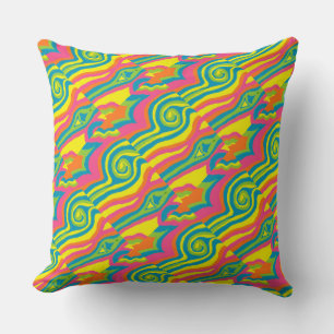 Retro Mod 1960s 1970s bright colourful Pillow