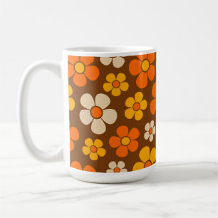 Retro Mod 1960s Style Flower Pattern Coffee Mug