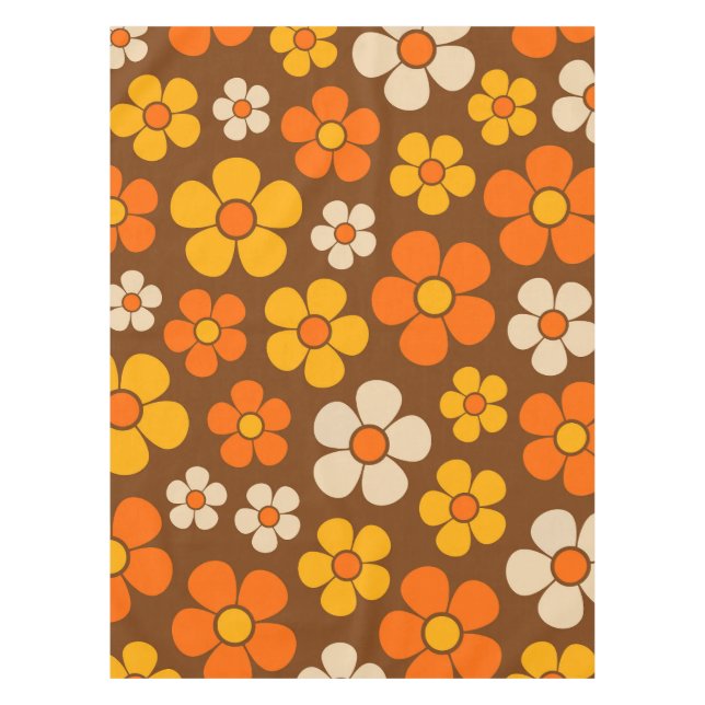 Retro Mod 1960s Style Flower Pattern  Tablecloth (Front)