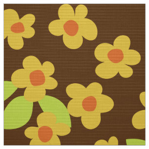 retro mod 60s 70s flower fabric pattern