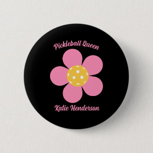 Retro Mod 70s Ckleball Flower D 2 Inch Round Button