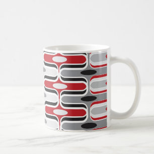 Retro Mod Art Deco Zig Zag Funky Pattern Red Black Coffee Mug