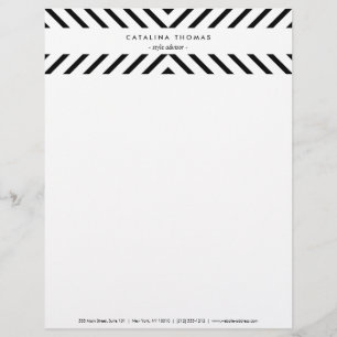 Retro Mod Black and White Pattern Letterhead