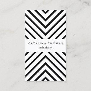 Retro Mod Black and White Pattern Vertical Business Card