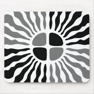 Retro Mod Black and White Sunburst Geometric Mouse Mouse Pad