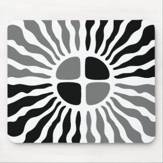 Retro Mod Black and White Sunburst Geometric Mouse Pad