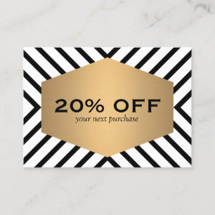 Retro Mod Black White Pattern Gold Emblem Coupon