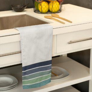 Retro/Mod Blue and Green "Surfboard" Striped  Kitchen Towel