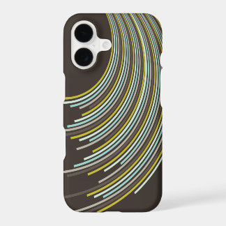 Retro Mod Blue & Brown Curvy Stripes Abstract Art