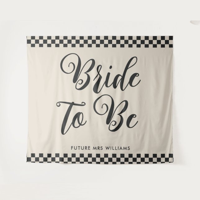 Retro Mod bride to be Bridal Shower Backdrop Tapestry (Front (Horizontal))