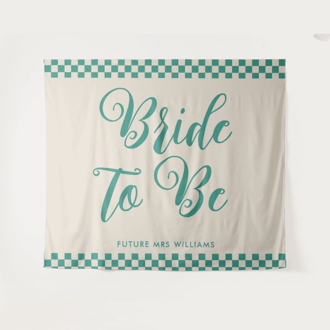 Retro Mod bride to be Bridal Shower Backdrop Tapestry (Front (Horizontal))