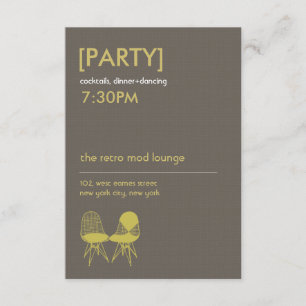 Retro Mod Chair Pair Eames Wedding Reception Enclosure Card
