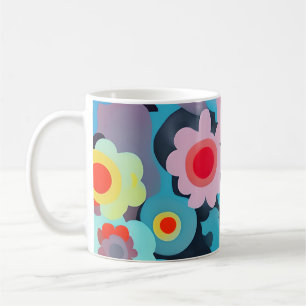 Retro mod flowers coffee mug