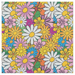 Retro Mod Flowers Fabric