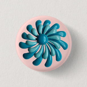 Retro MOD Flowers - Floral Summer Present Decor 1 Inch Round Button