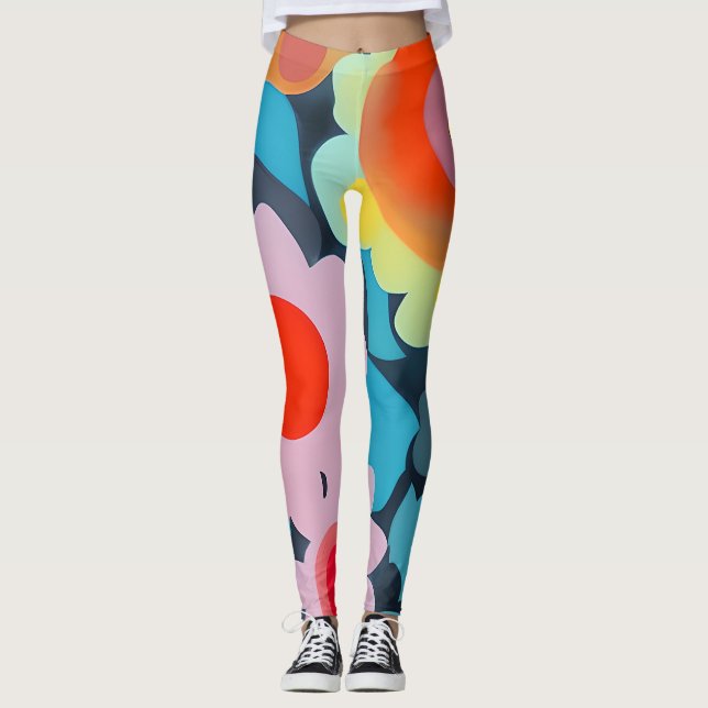 Retro mod flowers leggings (Front)
