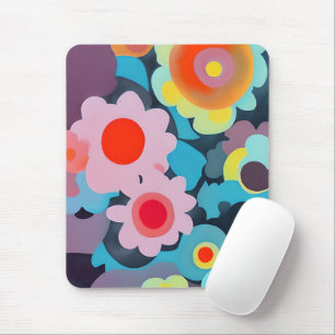 Retro mod flowers  mouse pad