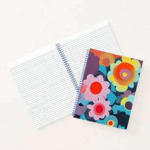 Retro mod flowers  notebook