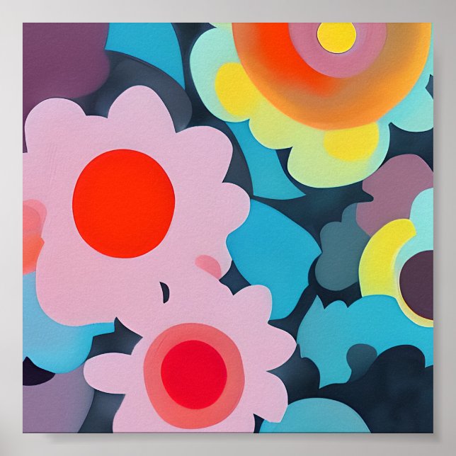 Retro mod flowers  poster (Front)