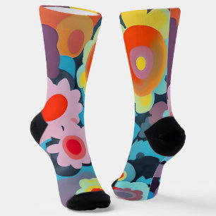 Retro mod flowers  socks