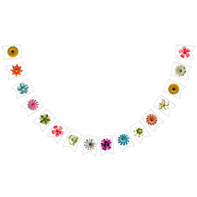 Retro MOD Flowers Spring Summer Garden Wedding Bunting Flags (All)