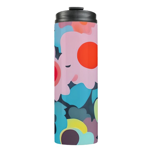 Retro mod flowers  thermal tumbler (Front)