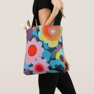 Retro mod flowers  tote bag
