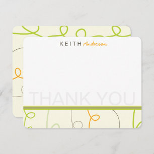 Retro Mod Fun Scribbles Children Kids Birthday Thank You Card
