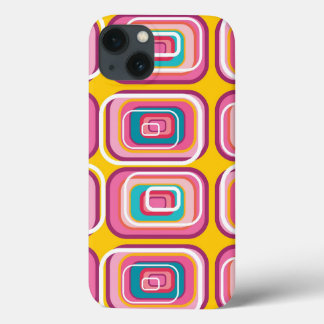 Retro Mod Funky Pink Squares Pattern Phone Case
