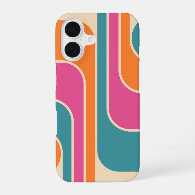 Retro Mod Geometric Design iPhone 16 Case (Back)