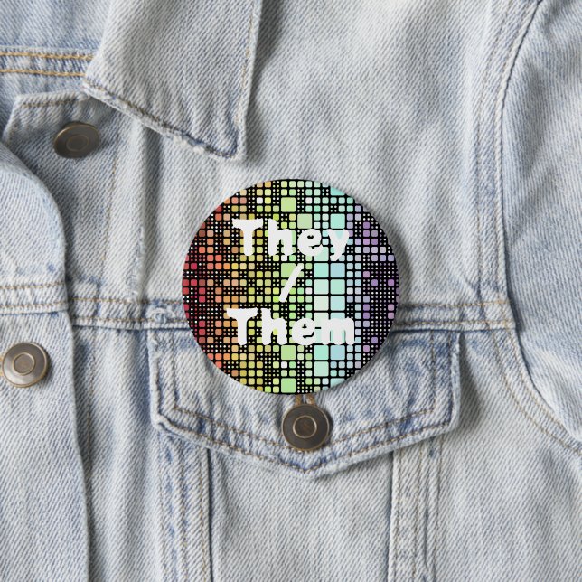 Retro Mod Geometric Groovy Funky Neurogender Pride 3 Inch Round Button (In Situ)