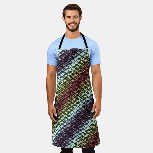 Retro Mod Geometric Groovy Funky Neurogender Pride Apron (Worn)