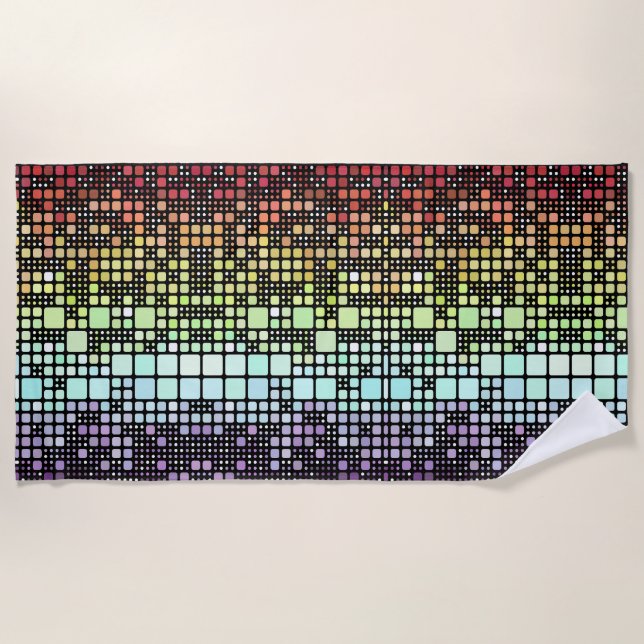 Retro Mod Geometric Groovy Funky Neurogender Pride Beach Towel (Front)