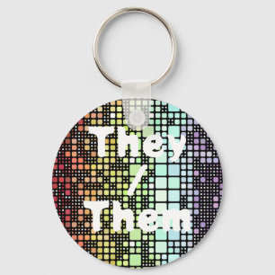 Retro Mod Geometric Groovy Funky Neurogender Pride Keychain
