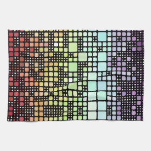 Retro Mod Geometric Groovy Funky Neurogender Pride Kitchen Towel