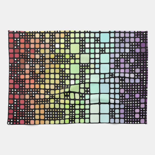 Retro Mod Geometric Groovy Funky Neurogender Pride Kitchen Towel (Horizontal)
