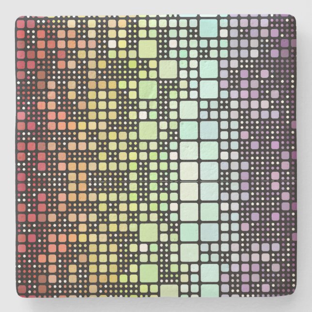 Retro Mod Geometric Groovy Funky Neurogender Pride Stone Coaster (Front)