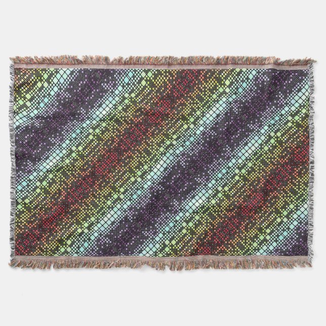 Retro Mod Geometric Groovy Funky Neurogender Pride Throw Blanket (Front)