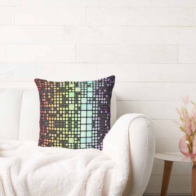 Retro Mod Geometric Groovy Funky Neurogender Pride Throw Pillow (Couch)