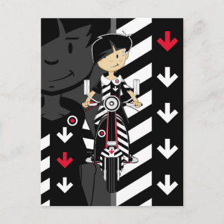 Retro Mod Girl on Scooter Postcard