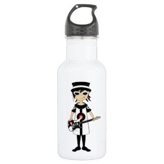 Retro Mod Girl with Guitar 532 Ml Water Bottle