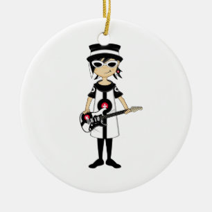 Retro Mod Girl with Guitar Ornament